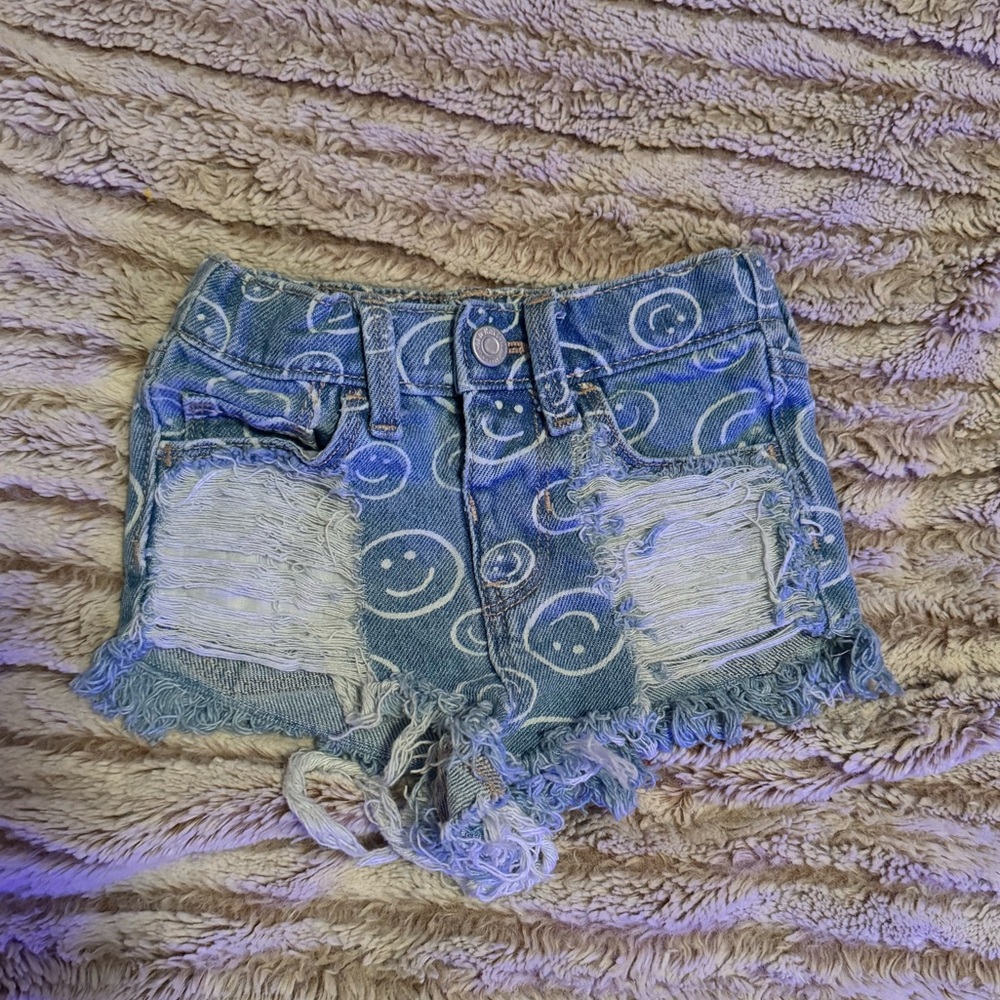Hand distressed denim shorts 2t